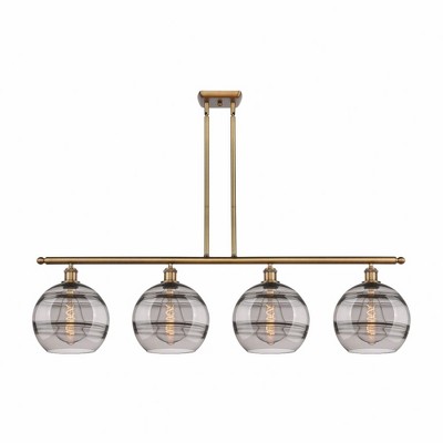Rochester - 4 Light Stem Hung Island In Industrial Style-12.13 Inches Tall and 48.25 Inches Wide