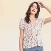 Slickblue Floral Waffle Top with Tie Front, Peplum Hem, Short Sleeve, Women's Casual Top, Blush, S - 3 of 4