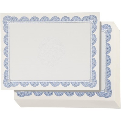 96-Sheet Certificate Paper with Blue Border, Letter Size Printer Friendly Award Diploma Paper, 8.5" x 11"