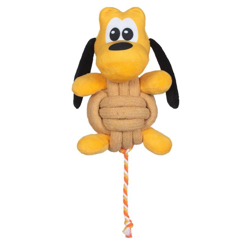 Disney Pluto Plush Rope Ball Squeaker Dog Toy - 9&#34;, 3 of 8