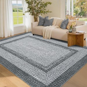 TROPOW Area Rug Braided Printed for Living Room, Non-Slip Stain-Resistant Printed Rug,Machine Washable Large Carpet for Kitchen - 1 of 4