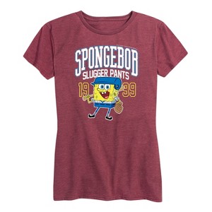 Women's - SpongeBob SquarePants - SpongeBob Slugger Pants Short Sleeve Graphic T-Shirt - 1 of 4