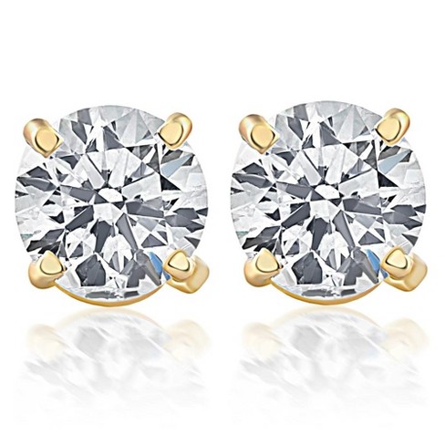 1 1/2 ct tw Round Cut Real Diamond Earrings in 14K White or Yellow Gold