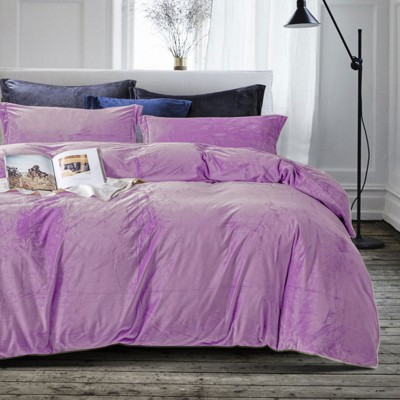 3 Pieces Velvet Duvet Cover Set, Zippered Flannel Comforter Cover Set - NTBAY