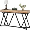 Gulches Farmhouse Console Sofa Entryway Table, Wood Top & Black Metal Base, 55" - 4 of 4