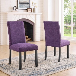 Roundhill Furniture Biony Fabric Dining Chairs with Nailhead Trim, Set of 2 - 1 of 4
