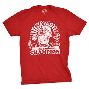 Mens 1974 Christmas Music Karaoke Champion T shirt Funny Vintage Graphic Tee - Crazy Dog Men's T Shirt - 1 of 4