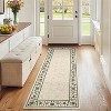 Washable Floral Kitchen Rug, Non-Slip, Low Pile Geometric Bordered Mat for Hallway, Bathroom, Entryway, Soft Non-Shed - 2 of 4