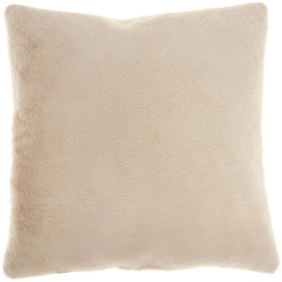 20"x20" Oversize 2 Sided Faux Fur Square Throw Pillow Beige - Mina Victory