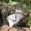 Rattan Hanging Basket Chair with Water Resistant Cushion,Outdoor Swing Chair with Metal Frame,Egg Chair for Patio or Garden-Cuddlewood - 2 of 4