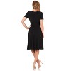 Rekucci Women's V-Neck Short Sleeve Crossover Dress with Tummy Control - 3 of 4