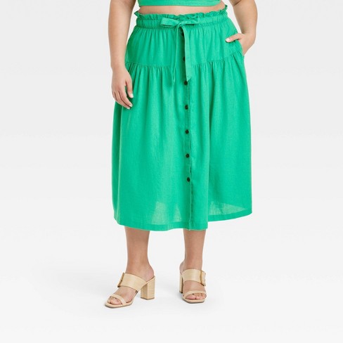 Green midi shop skirt 3x