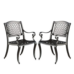 NicBex Set of 2 Outdoor Dining Chair,Patio Dining Chairs with Traditional Design,Aluminum Chairs Suitable for Patio,Garden,Bronze/Black - 1 of 4