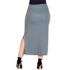 24seven Comfort Apparel Plus Size Ribbed Knit Side Slit Elastic Waist Maxi Skirt - 3 of 4