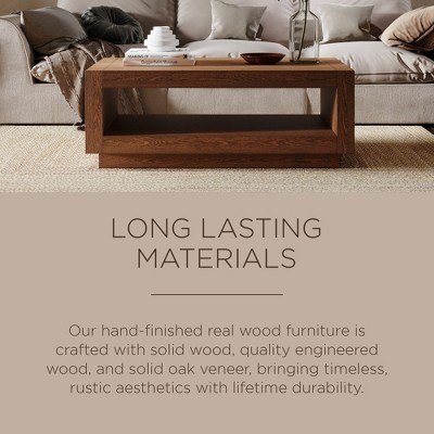 Artemis Large Dark Brown Oak Coffee Table with Storage Shelf