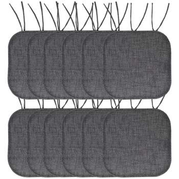 Memory Foam Chair Cushion-Square 16x 16.25 Plush Chair Pad with Ties and  PVC Dot Backing for Kitchen, Dining Room by Hastings Home (Gray)