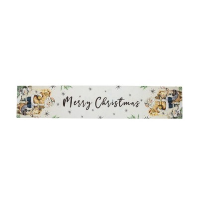 Unique Bargains Christmas Table Runner Santa Claus Polyester White Yellow 71x14 Inch 1 Pc