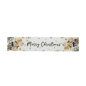 Unique Bargains Christmas Table Runner Santa Claus Polyester White Yellow 71x14 Inch 1 Pc - 1 of 4