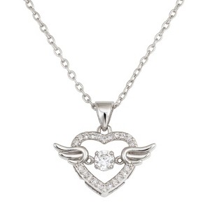 Women's Silver Titanium Steel Pendant Necklace with Cross Chain - 1 of 4