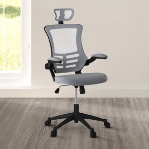 Vynxaria Techni Mobili Modern High-Back Mesh Executive Office Chair with Headrest and Flip-Up Arms, Silver Grey - 1 of 4