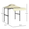 8' x 5' Outdoor Grill Gazebo, Barbecue Gazebo Shelter with Side Awning, 2 Side Shelves and 6 Hooks - 3 of 4