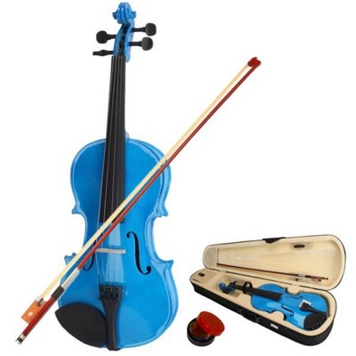 AZL1 Life Concept Orchestral String Instruments 4/4 Full Size Acoustic Violin Complete Set with Case Bow and Rosin, Blue, 31.5"*9.84"*4.92"