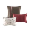 Lyngins 7-Piece Transitional Comforter Set – Red/Brown/Ivory, Polyoni Fabric with Embroidery, Hypoallergenic, Queen Bedding Set - 3 of 4