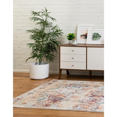 Isabella Ivory and Beige Floral Rectangular Area Rug