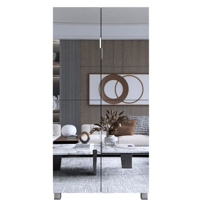 Kumasinova Mirrored Shoe Cabinet with 4 Doors,Entryway Storage with Adjustable Shelves&Ventilation Holes,Shoe Organizer for Entryway,Black