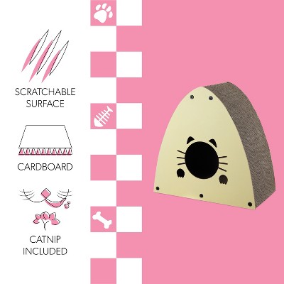 Koko 19" Almond Cardboard Triangle Cat Cave Scratcher with Catnip