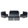 YOOCOZZ 6-Piece Outdoor Patio Wicker Rattan Sectional Sofa Set & Conversation Set with Space Saving Design - Grey+Black - 4 of 4