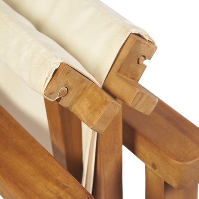 Teak Wood Folding Director's Chair with Cream Canvas