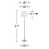 360 Lighting Montrose Modern Floor Lamps 61" Tall Set of 2 Polished Steel Crystal Glass White Fabric Drum Shade for Living Room Bedroom Office House - 4 of 4