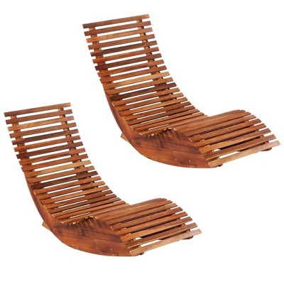 Sun Lounger Set of 2 Light brown Acacia wood vidaXL