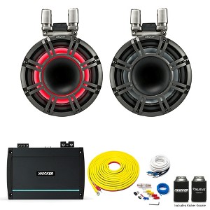Kicker KMTC11 Black 11" HLCD Tower System with Kicker KXMA1200.2 Amplifier, 7 Meter Power Wire Kit and 4 Meter RCAs - 1 of 4