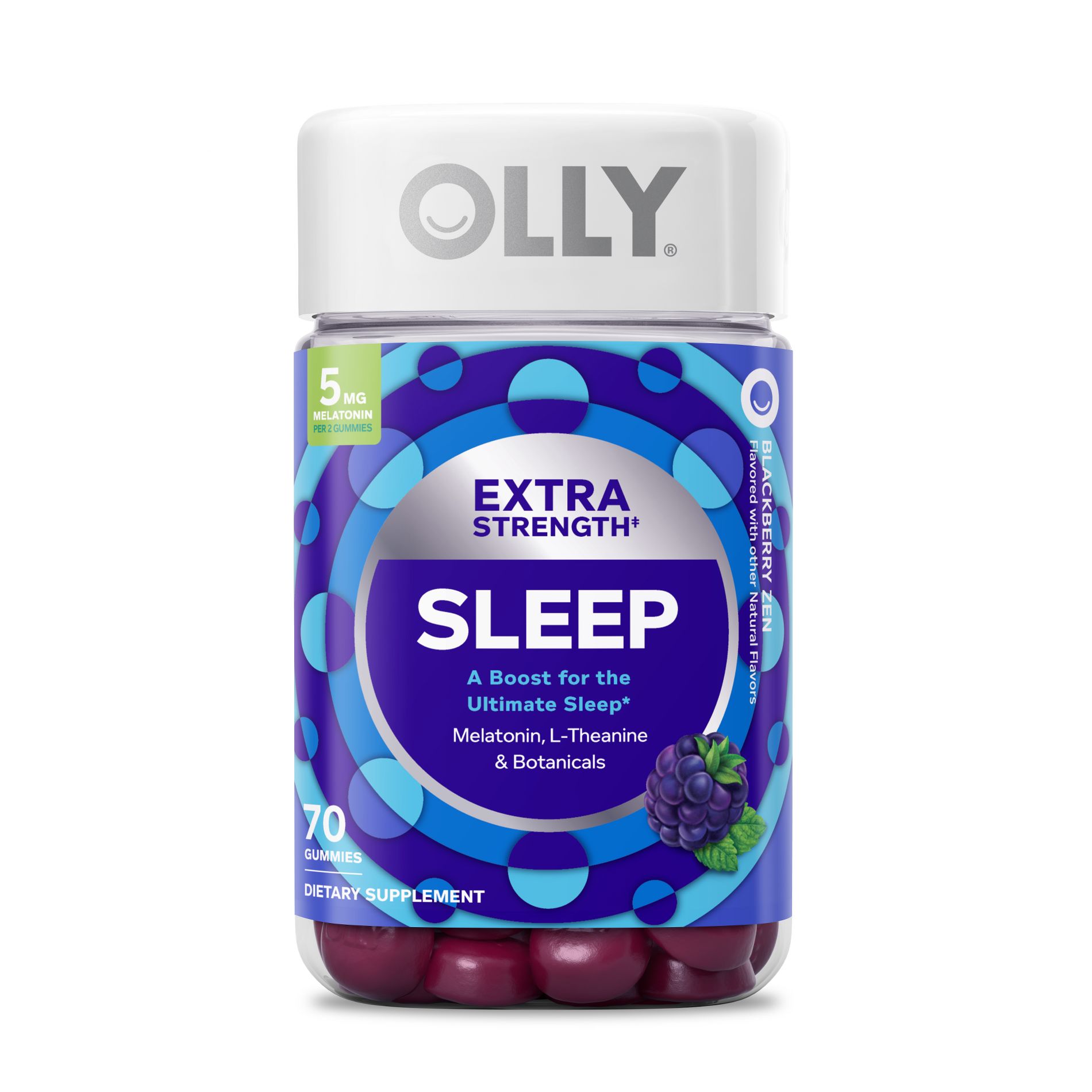 OLLY Extra Strength Sleep Gummies with 5mg Melatonin - Blackberry Zen - 70ct