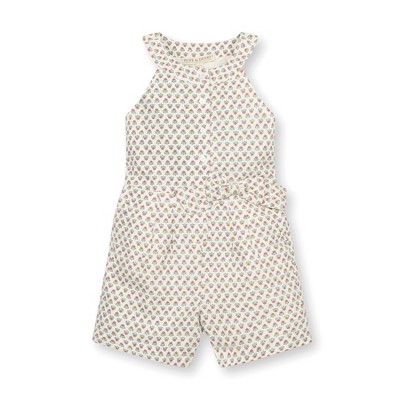 Hope & Henry Girls' Halter Button Front Linen Romper, Kids
