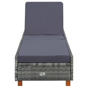 vidaXL Adjustable Sunbed with Cushion - Poly Rattan Outdoor Recliner - Gray - Comfortable and Durable - Industrial Style - Weather-Resistant Material - 1 of 4