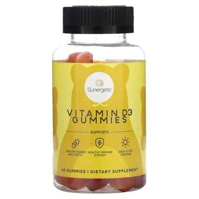 Sunergetic Vitamin D3 Gummies, Strawberry, Peach and Mango, 60 Gummies (1,000 IU Per Gummy)