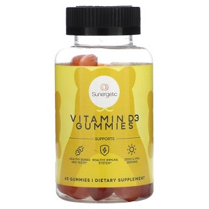Sunergetic Vitamin D3 Gummies, Strawberry, Peach and Mango, 60 Gummies (1,000 IU Per Gummy) - 1 of 4