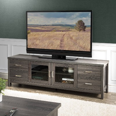 Hollywood Dark Gray Engineered Wood TV Cabinet with Doors for TVs up to 85"