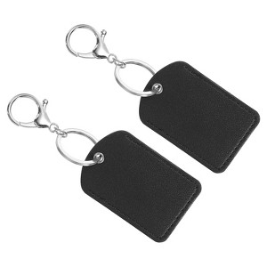 Unique Bargains PU Leather Keychain Fobs with Key Rings for DIY Crafts 2 Pcs - 1 of 4