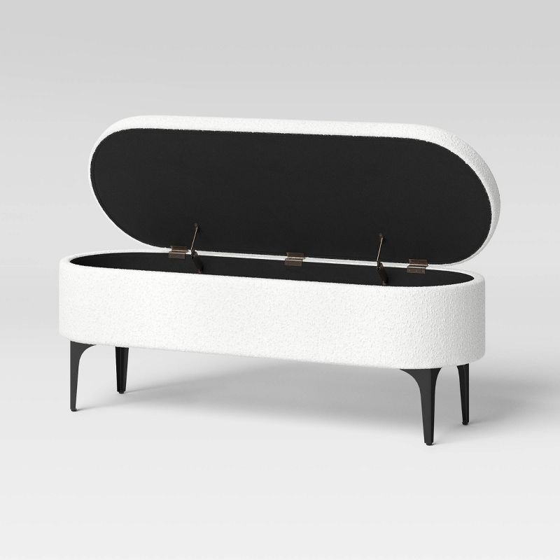 Storage Bench with Metal Legs Cream Boucle - Threshold™, 4 of 9