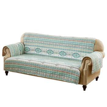Reversible Phoenix Sofa Furniture Protector Slipcover Turquoise - Greenland Home Fashions