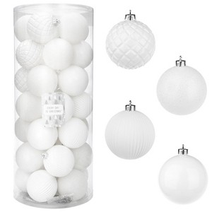 Every Day is Christmas 35ct 2.76"/70mm Shatterproof Round Christmas Tree Ornament Set, Merry Christmas Balls Ornaments with Hooks - 1 of 4