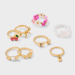 Girls' 8pk Flower and Butterfly Ring - art class™ - 1 of 3