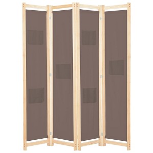 vidaXL 4-Panel Room Divider Brown 62.9 inches x66.9 inches x1.6 inches  Fabric - 1 of 4