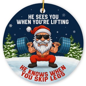 Weight Lifting Ornaments for Christmas Tree - Santa Dumbbell Gym Ornament 2025 - 1 of 4