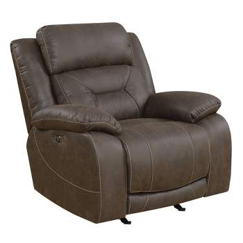 Aria Power Glider Recliner with Power Head Rest Saddle Brown - Steve Silver Co.