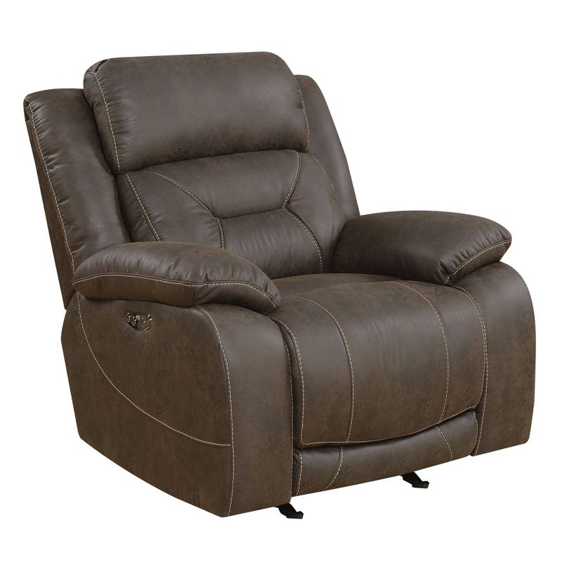 Aria Power Glider Recliner with Power Head Rest Saddle Brown - Steve Silver Co., 1 of 8